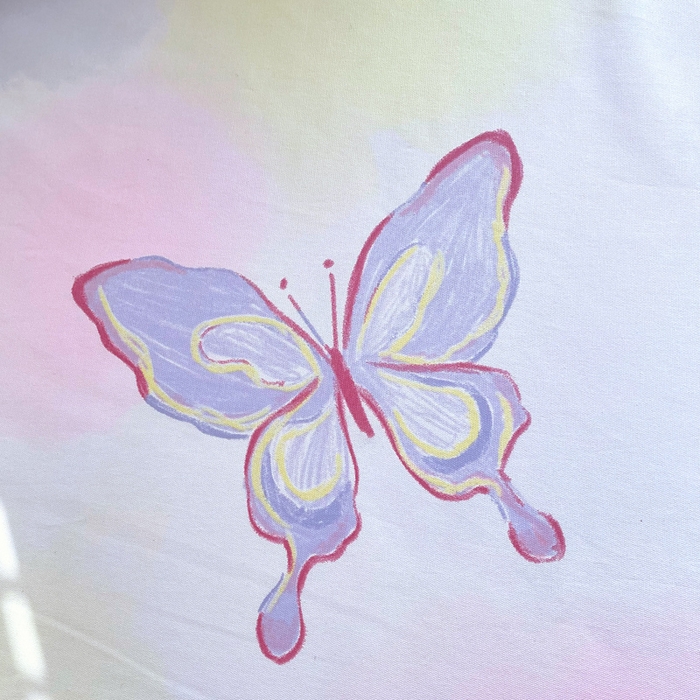 91家纺网 家纺一手货源 找家纺 金鑫汇家纺 2025新款A类全棉老粗布床单 老粗布·彩蝶飞舞