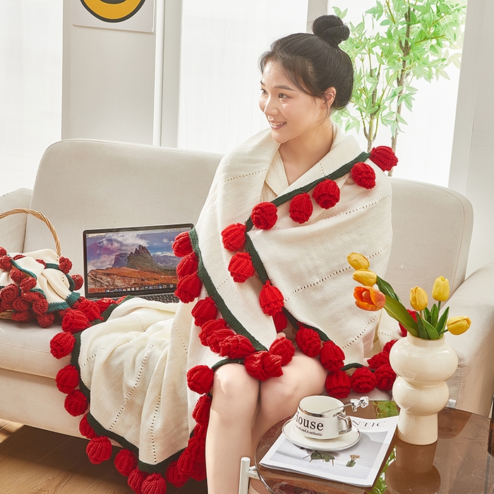 91家纺网 家纺一手货源 找家纺 （总）卧居2025春夏新款玫瑰花束毯多功能盖毯花束毯子 玫瑰花毯子毛毯毯子