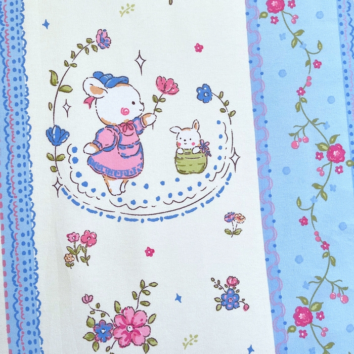 91家纺网 家纺一手货源 找家纺 金鑫汇家纺 2025新款A类全棉老粗布床单 老粗布·快乐萌兔蓝