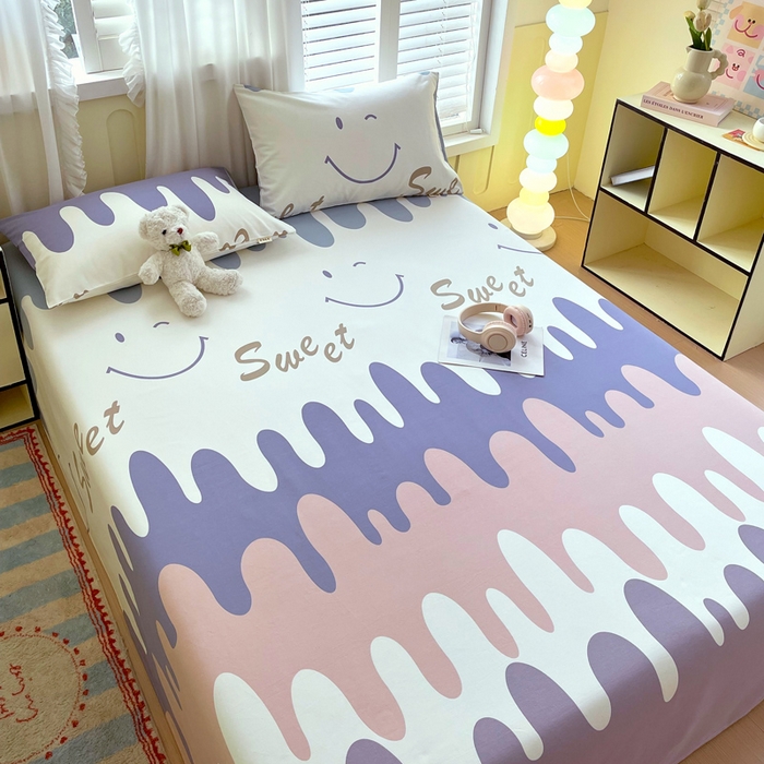 91家纺网 家纺一手货源 找家纺 金鑫汇家纺 2025新款A类全棉老粗布床单 老粗布·奶油粉