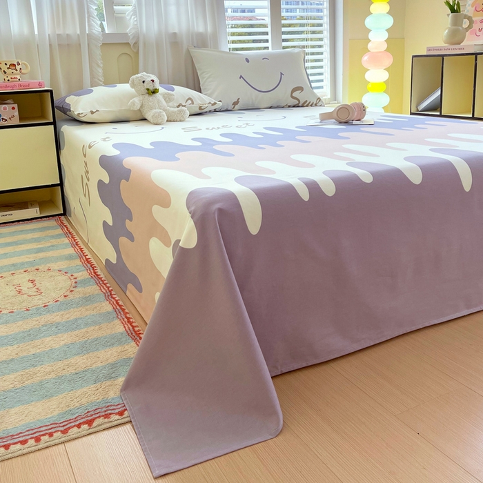 91家纺网 家纺一手货源 找家纺 金鑫汇家纺 2025新款A类全棉老粗布床单 老粗布·奶油粉