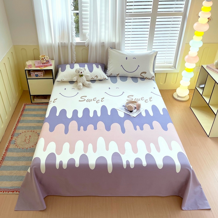 91家纺网 家纺一手货源 找家纺 金鑫汇家纺 2025新款A类全棉老粗布床单 老粗布·奶油粉