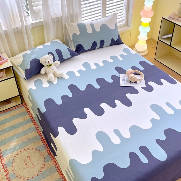 91家纺网 家纺一手货源 找家纺 金鑫汇家纺 2025新款A类全棉老粗布床单 老粗布·奶油蓝