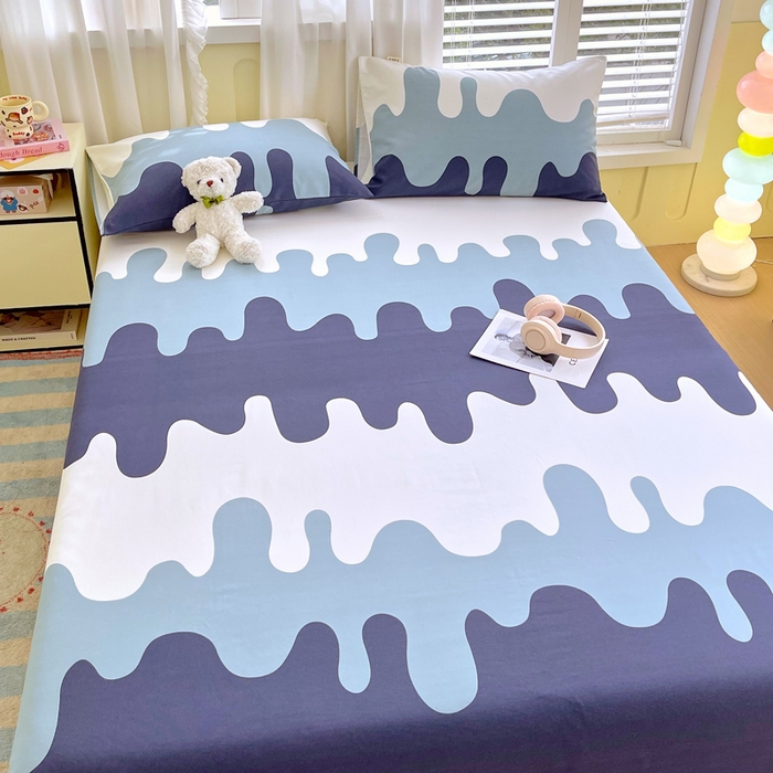 91家纺网 家纺一手货源 找家纺 金鑫汇家纺 2025新款A类全棉老粗布床单 老粗布·奶油蓝