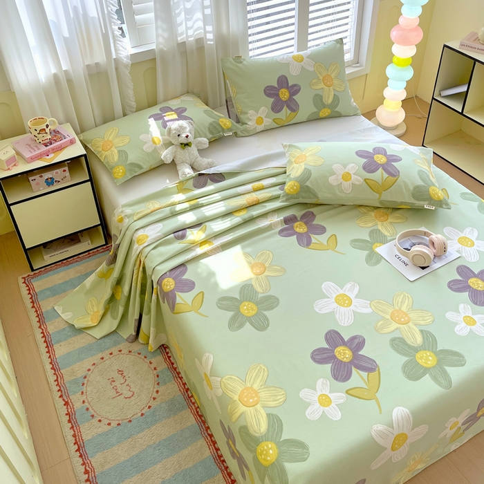 91家纺网 家纺一手货源 找家纺 金鑫汇家纺 2025新款A类全棉老粗布床单 老粗布·五彩缤纷