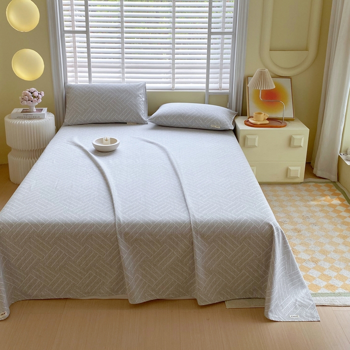 91家纺网 家纺一手货源 找家纺 金鑫汇家纺 2025新款A类全棉老粗布床单 流光灰