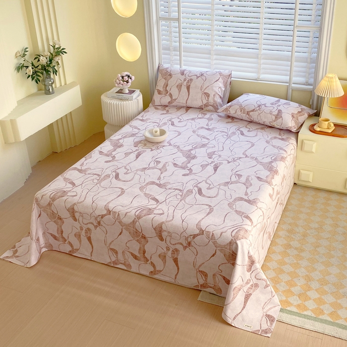 91家纺网 家纺一手货源 找家纺 金鑫汇家纺 2025新款A类全棉老粗布床单 米亚红