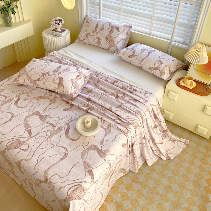 91家纺网 家纺一手货源 找家纺 金鑫汇家纺 2025新款A类全棉老粗布床单 米亚红