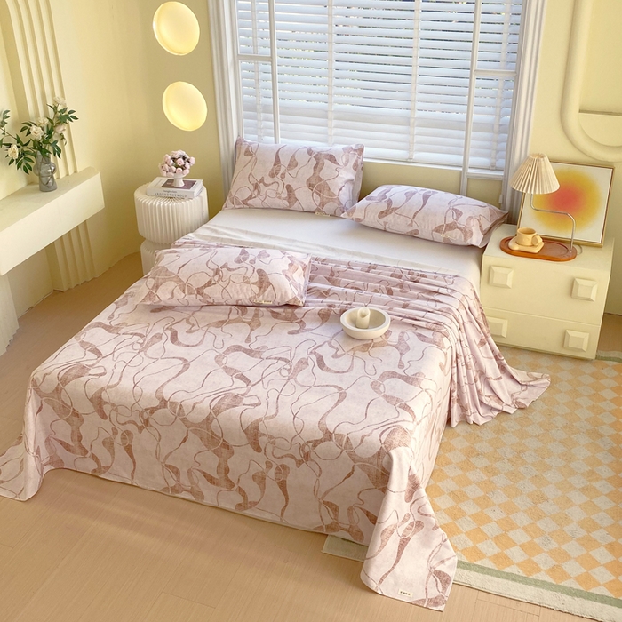 91家纺网 家纺一手货源 找家纺 金鑫汇家纺 2025新款A类全棉老粗布床单 米亚红