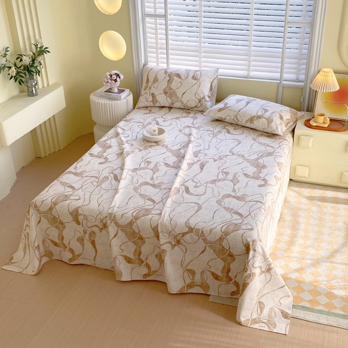 91家纺网 家纺一手货源 找家纺 金鑫汇家纺 2025新款A类全棉老粗布床单 米亚黄