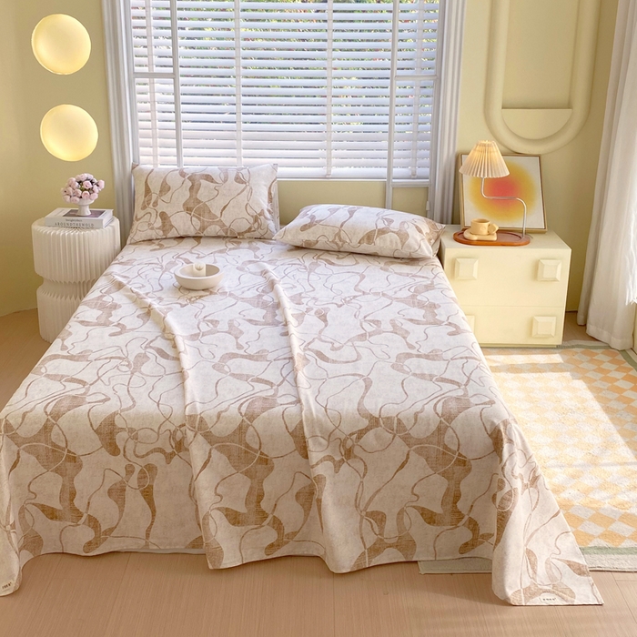 91家纺网 家纺一手货源 找家纺 金鑫汇家纺 2025新款A类全棉老粗布床单 米亚黄