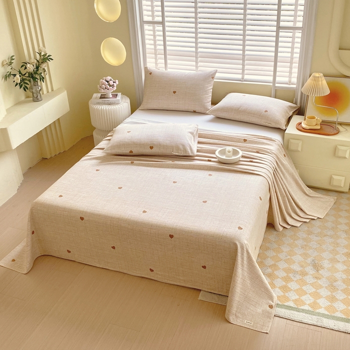 91家纺网 家纺一手货源 找家纺 金鑫汇家纺 2025新款A类全棉老粗布床单 心之恋