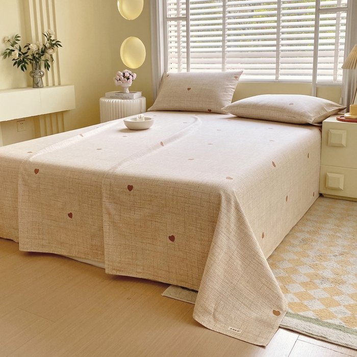 91家纺网 家纺一手货源 找家纺 金鑫汇家纺 2025新款A类全棉老粗布床单 心之恋