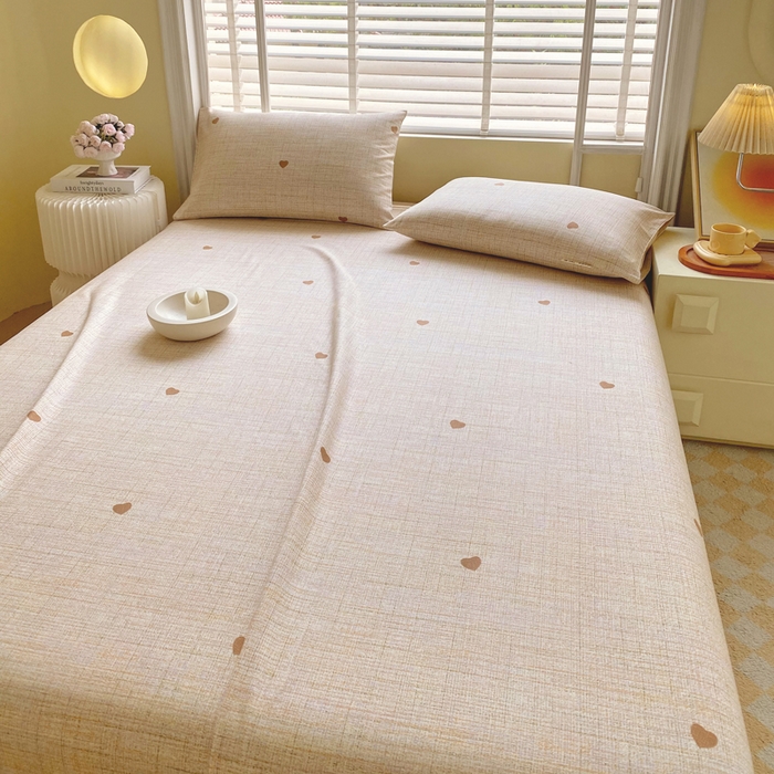 91家纺网 家纺一手货源 找家纺 金鑫汇家纺 2025新款A类全棉老粗布床单 心之恋