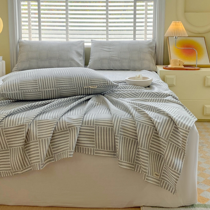 91家纺网 家纺一手货源 找家纺 金鑫汇家纺 2025新款A类全棉老粗布床单 休闲时光