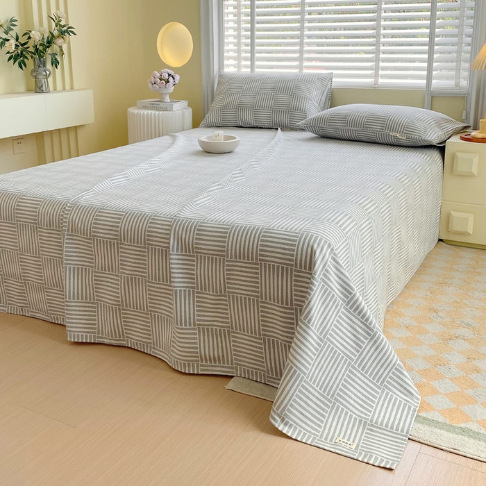 91家纺网 家纺一手货源 找家纺 金鑫汇家纺 2025新款A类全棉老粗布床单 休闲时光