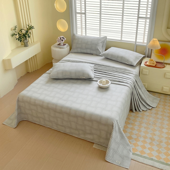 91家纺网 家纺一手货源 找家纺 金鑫汇家纺 2025新款A类全棉老粗布床单 休闲时光