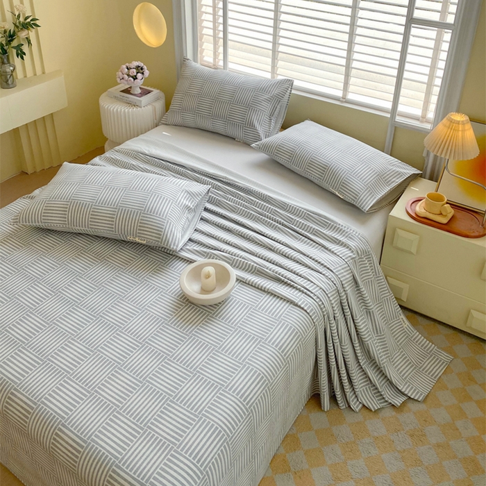 91家纺网 家纺一手货源 找家纺 金鑫汇家纺 2025新款A类全棉老粗布床单 休闲时光