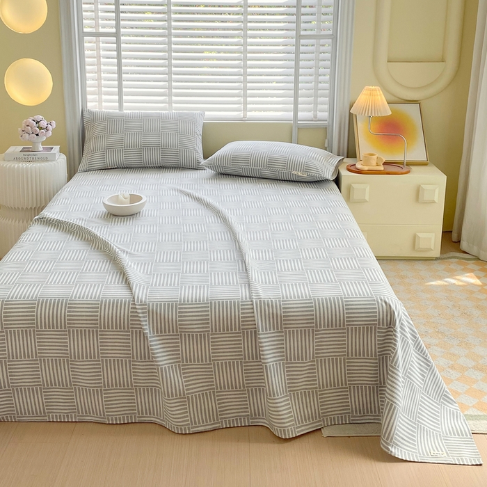 91家纺网 家纺一手货源 找家纺 金鑫汇家纺 2025新款A类全棉老粗布床单 休闲时光