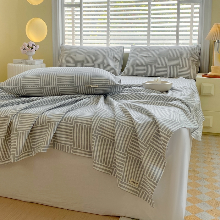 91家纺网 家纺一手货源 找家纺 金鑫汇家纺 2025新款A类全棉老粗布床单 休闲时光