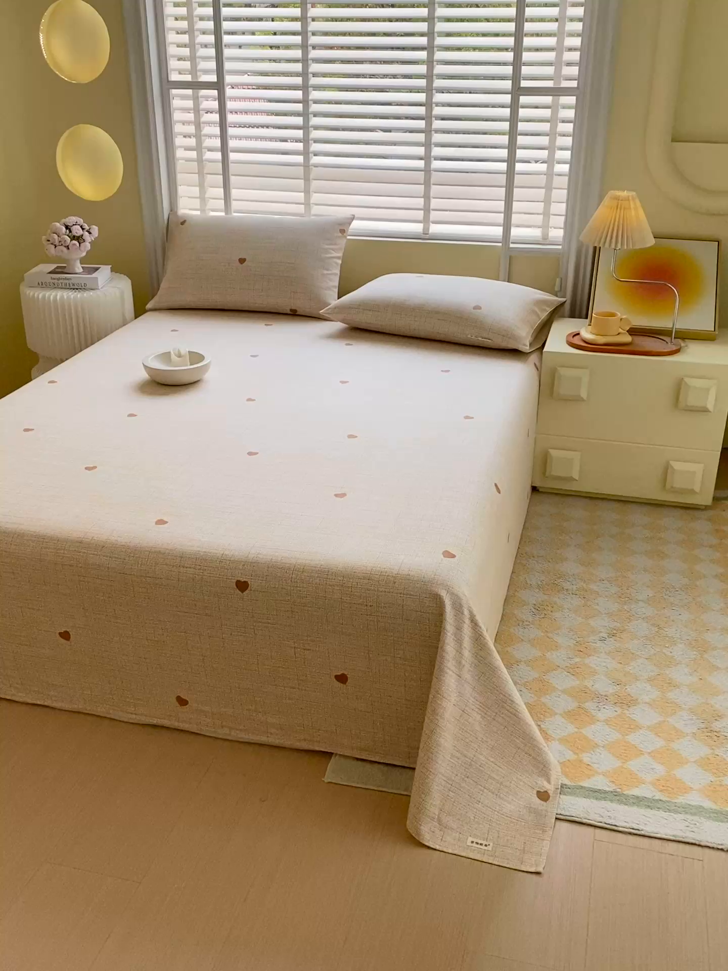 91家纺网 家纺一手货源 找家纺 金鑫汇家纺 2025新款A类全棉老粗布床单 心之恋