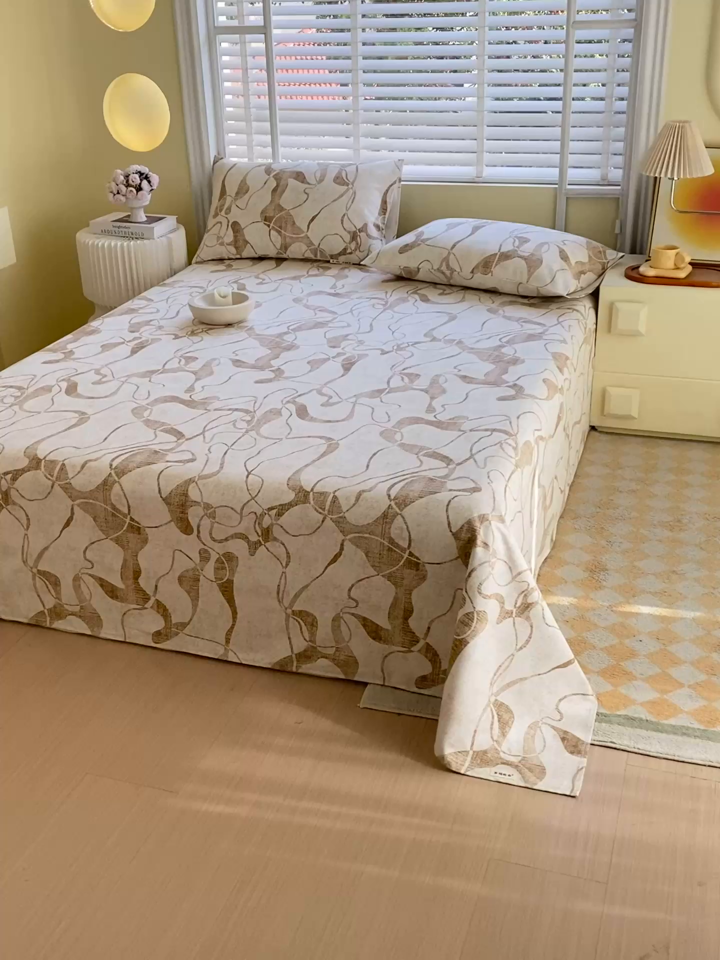 91家纺网 家纺一手货源 找家纺 金鑫汇家纺 2025新款A类全棉老粗布床单 米亚黄