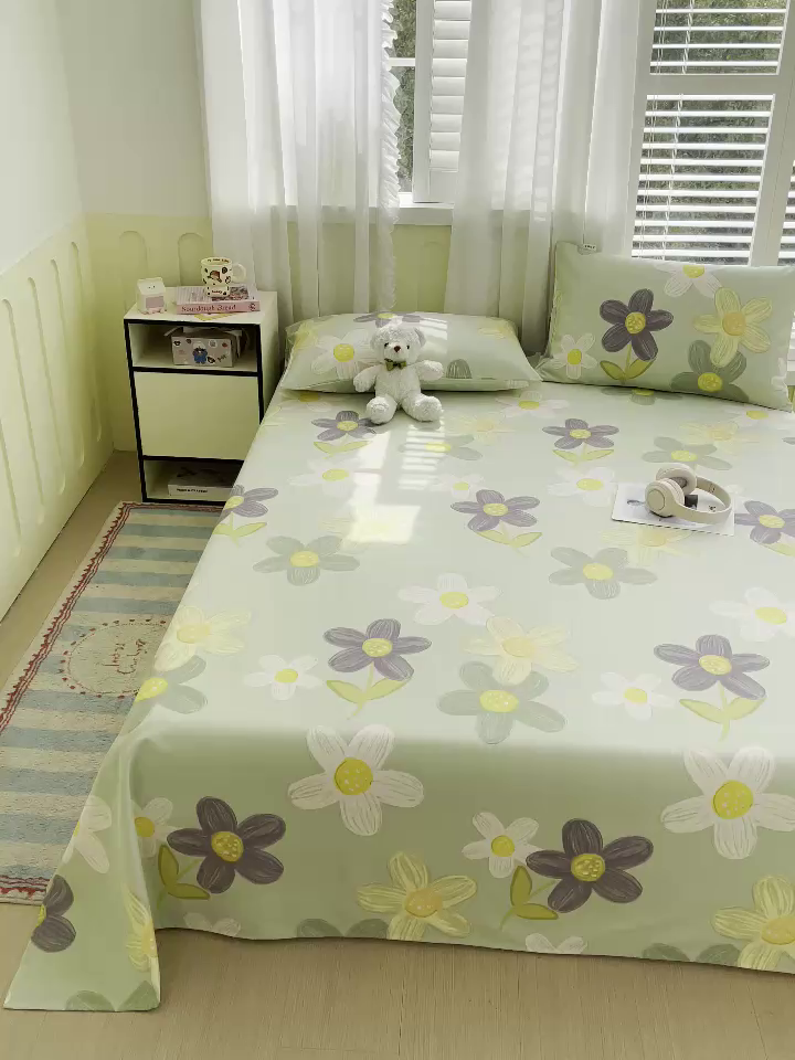 91家纺网 家纺一手货源 找家纺 金鑫汇家纺 2025新款A类全棉老粗布床单 老粗布·五彩缤纷