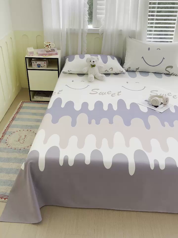 91家纺网 家纺一手货源 找家纺 金鑫汇家纺 2025新款A类全棉老粗布床单 老粗布·奶油粉