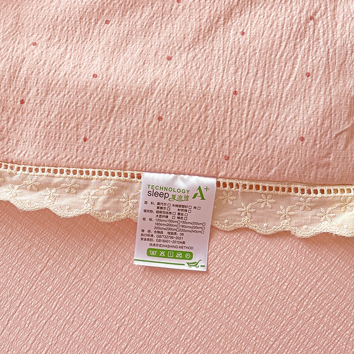 91家纺网 家纺一手货源 找家纺 恋之语 2025春夏新款云感全棉纯棉花边款夏被夏凉被空调被四件套套件