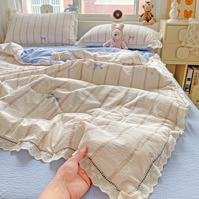 恋之语 2025春夏新款云感全棉纯棉花边款夏被夏凉被空调被四件套套件