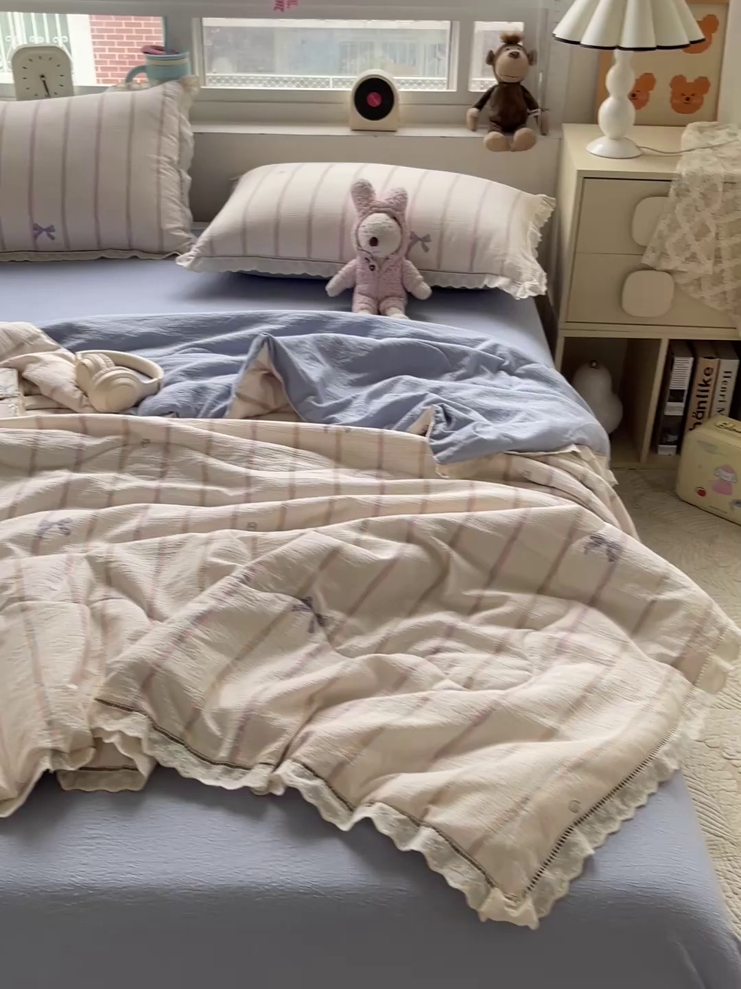 91家纺网 家纺一手货源 找家纺 恋之语 2025春夏新款云感全棉纯棉花边款夏被夏凉被空调被四件套套件