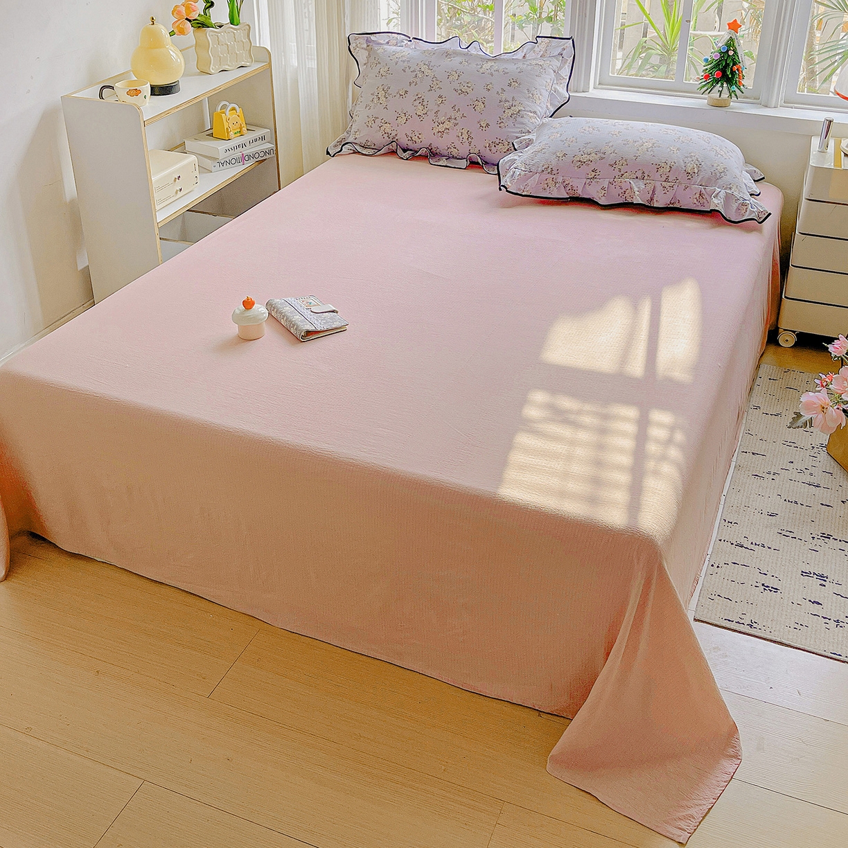 91家纺网 家纺一手货源 找家纺 暖芯优选 2025（优选）新款皱皱双层纱荷叶大花边夏被空调被夏凉被三件套 繁花入梦