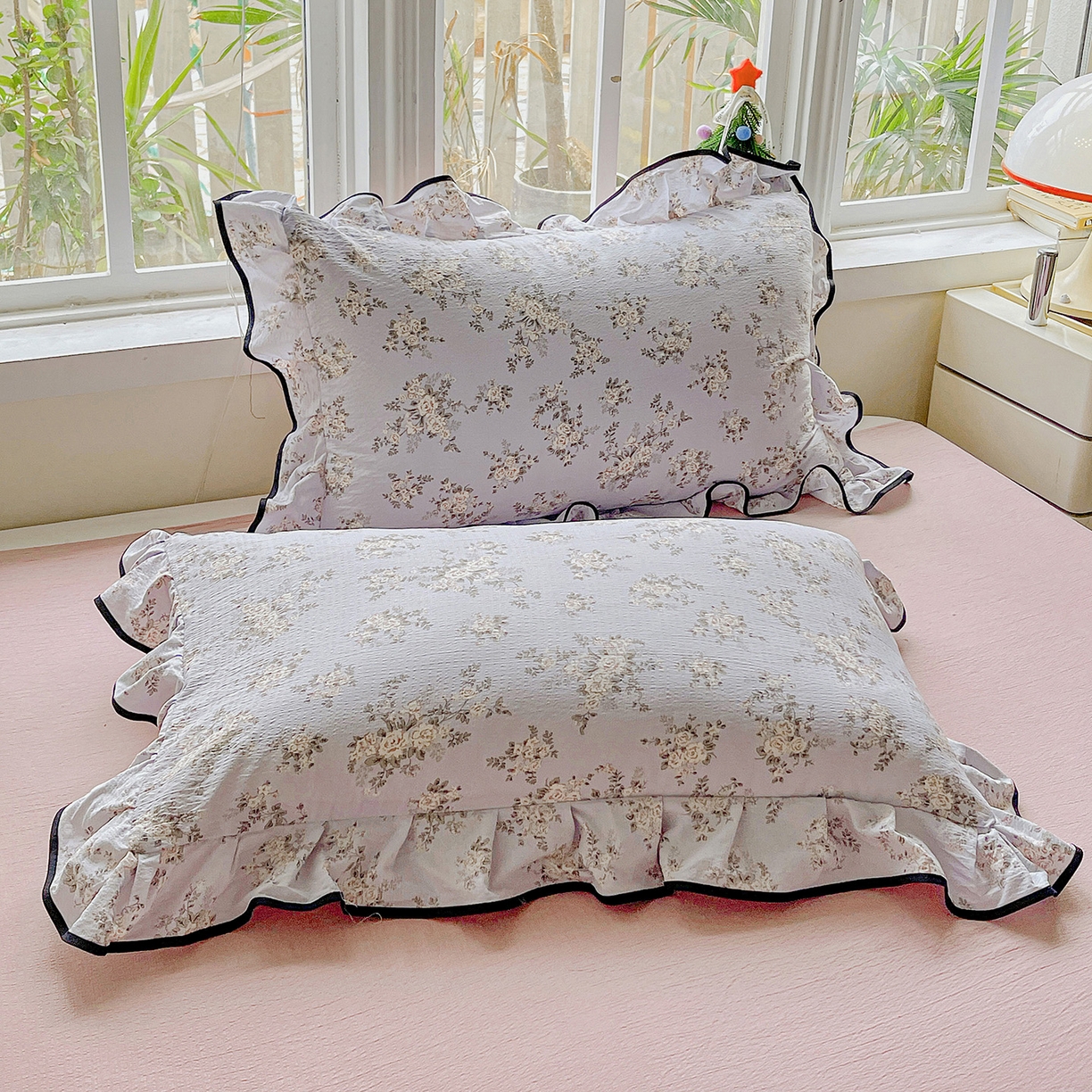 91家纺网 家纺一手货源 找家纺 暖芯优选 2025（优选）新款皱皱双层纱荷叶大花边夏被空调被夏凉被三件套 繁花入梦