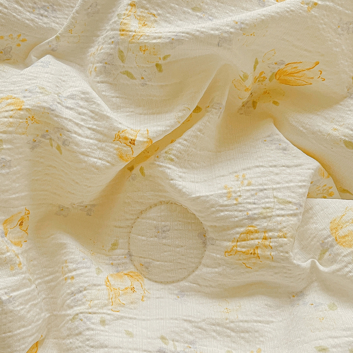 91家纺网 家纺一手货源 找家纺 暖芯优选 2025（优选）新款皱皱双层纱荷叶大花边夏被空调被夏凉被三件套 橘子海