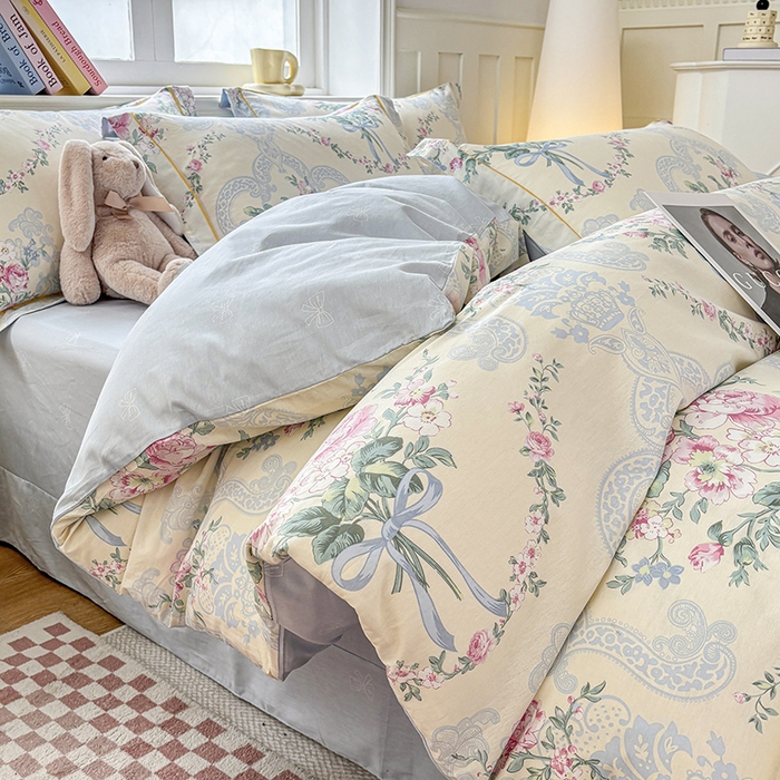 91家纺网 家纺一手货源 找家纺 宇彬家纺 2025新款13070全棉纯棉印花单被套一字绣工艺款 一字绣 琉璃如梦