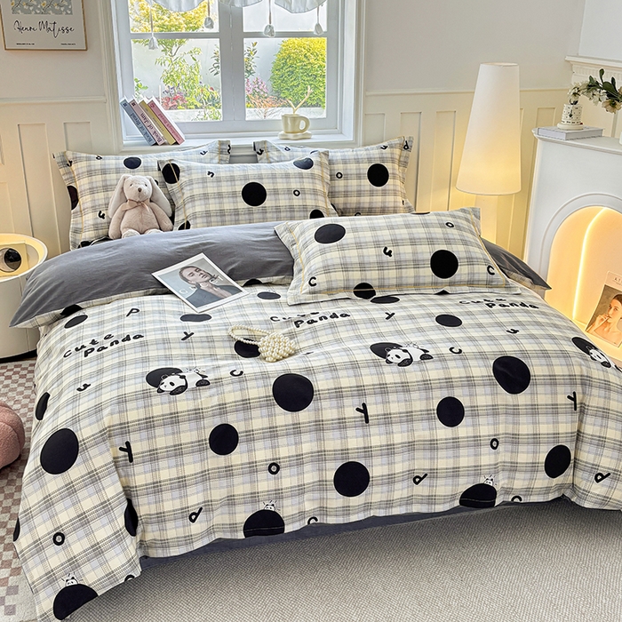 91家纺网 家纺一手货源 找家纺 宇彬家纺 2025新款13070全棉纯棉印花单被套一字绣工艺款 一字绣 琉璃熊猫