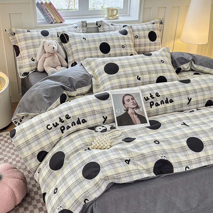 91家纺网 家纺一手货源 找家纺 宇彬家纺 2025新款13070全棉纯棉印花单被套一字绣工艺款 一字绣 琉璃熊猫