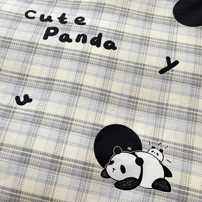 91家纺网 家纺一手货源 找家纺 宇彬家纺 2025新款13070全棉纯棉印花单被套一字绣工艺款 一字绣 琉璃熊猫