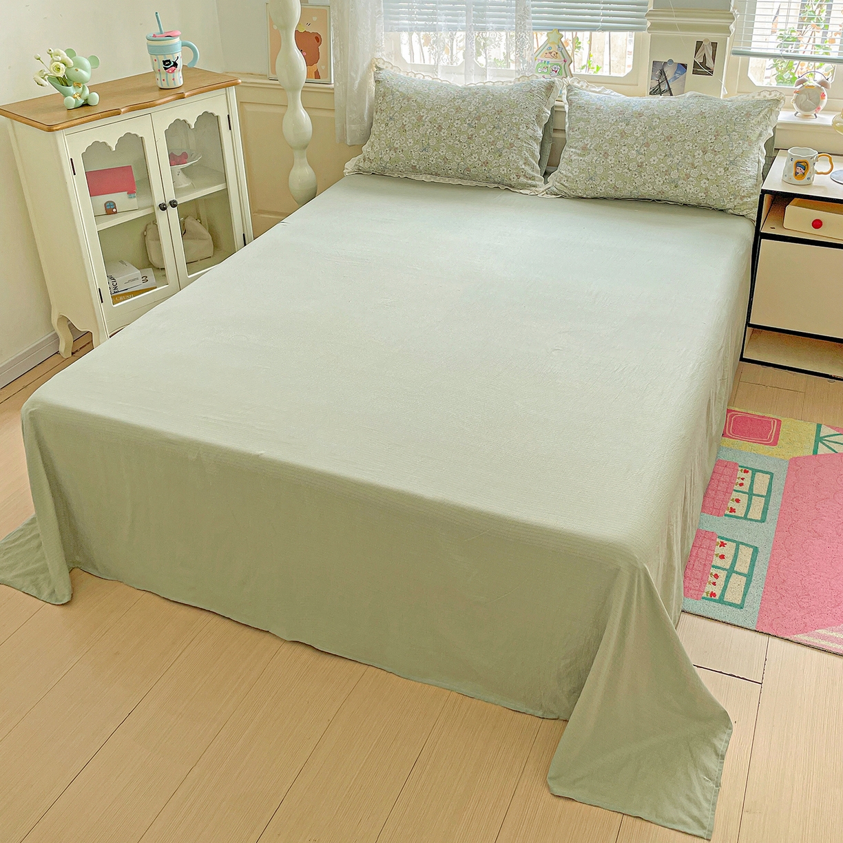 91家纺网 家纺一手货源 找家纺 （总）暖芯优选 2025新款皱皱双层纱全棉花边夏被夏凉被空调被三件套