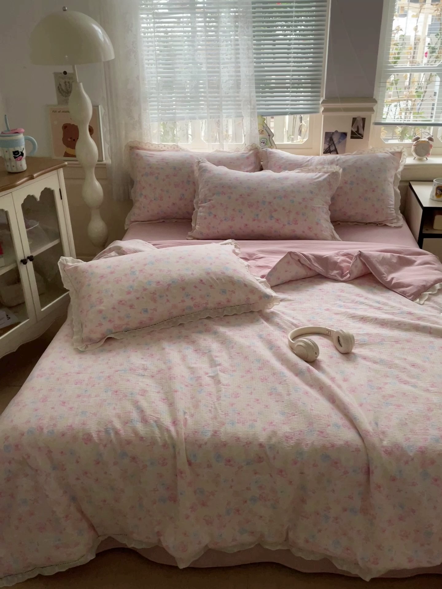 91家纺网 家纺一手货源 找家纺 暖芯优选 2025新款皱皱双层纱全棉花边夏被夏凉被空调被三件套 花涧