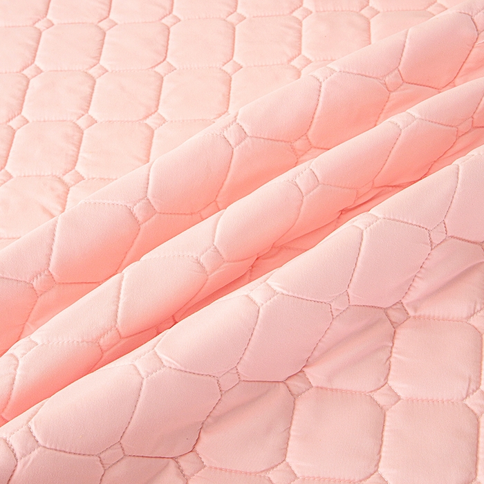 91家纺网 家纺一手货源 找家纺 锦眠 2025新款亲肤面包格夹棉床笠 粉色