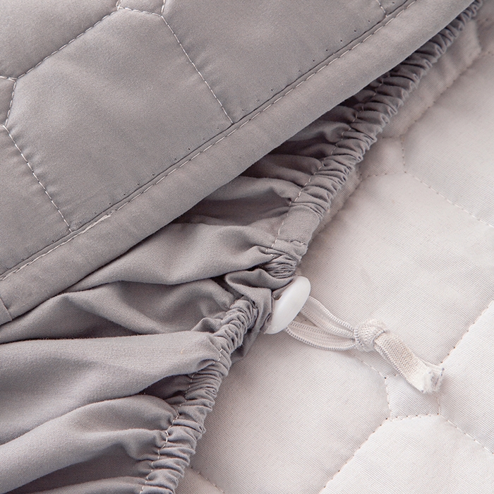 91家纺网 家纺一手货源 找家纺 锦眠 2025新款亲肤面包格夹棉床笠 灰色