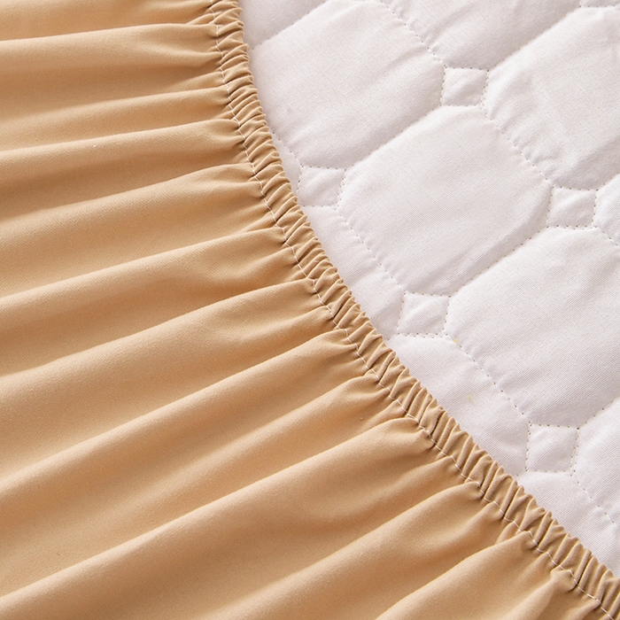 91家纺网 家纺一手货源 找家纺 锦眠 2025新款亲肤面包格夹棉床笠 卡其