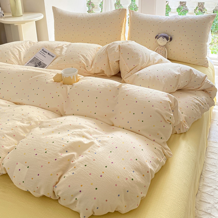 91家纺网 家纺一手货源 找家纺 韩巢家纺 2025热销新款云感双层纱单件被套-（提供卖家秀） 波点世界