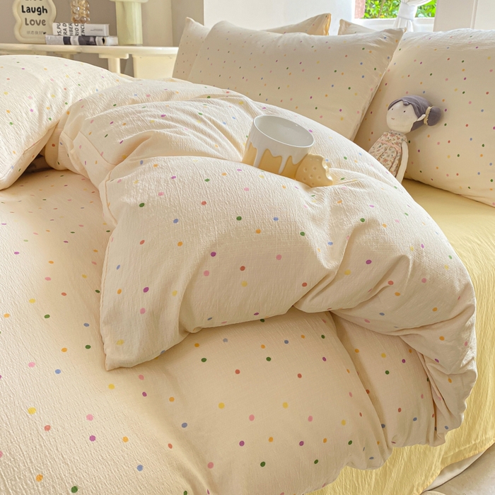 91家纺网 家纺一手货源 找家纺 韩巢家纺 2025热销新款云感双层纱单件被套-（提供卖家秀） 波点世界