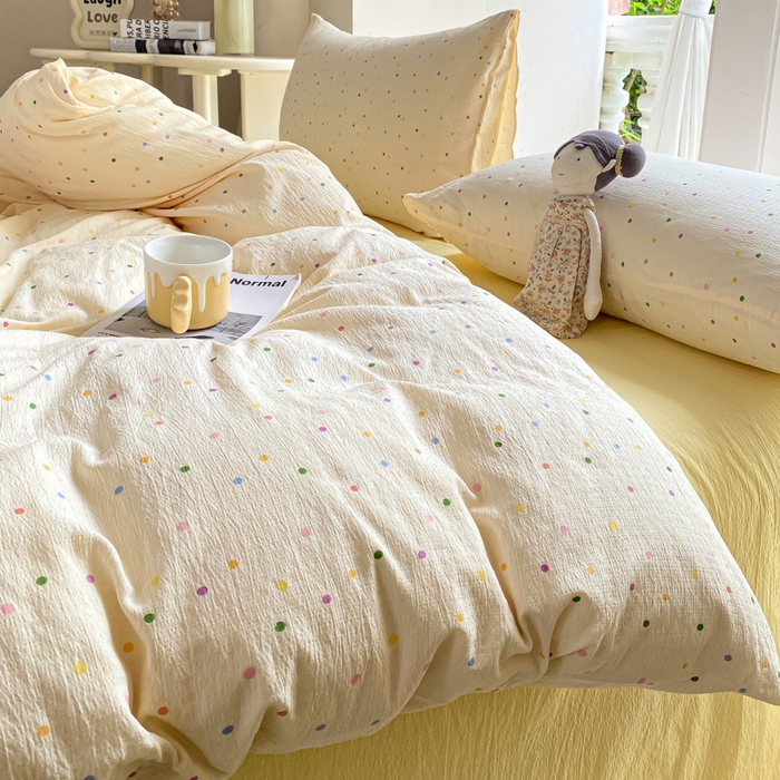 91家纺网 家纺一手货源 找家纺 韩巢家纺 2025热销新款云感双层纱单件被套-（提供卖家秀） 波点世界