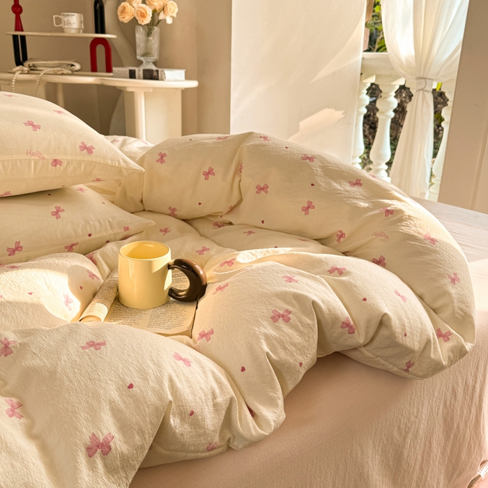 91家纺网 家纺一手货源 找家纺 韩巢家纺 2025热销新款云感双层纱单件被套-（提供卖家秀） 粉相思