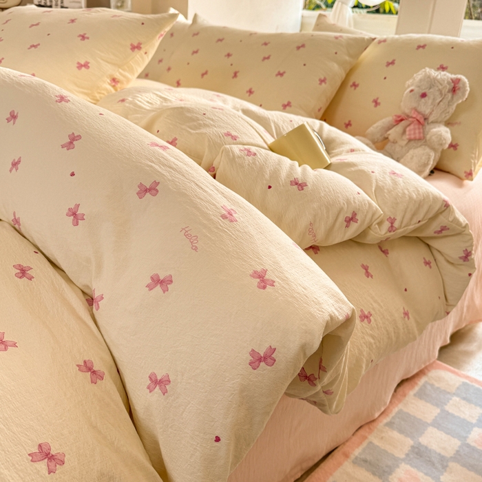 91家纺网 家纺一手货源 找家纺 韩巢家纺 2025热销新款云感双层纱单件被套-（提供卖家秀） 粉相思