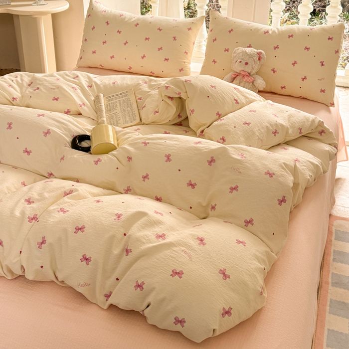 91家纺网 家纺一手货源 找家纺 韩巢家纺 2025热销新款云感双层纱单件被套-（提供卖家秀） 粉相思