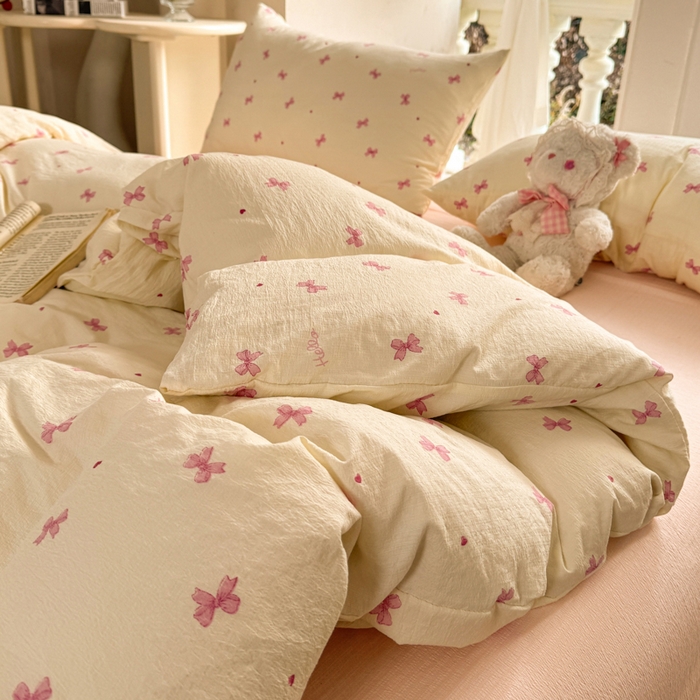 91家纺网 家纺一手货源 找家纺 韩巢家纺 2025热销新款云感双层纱单件被套-（提供卖家秀） 粉相思